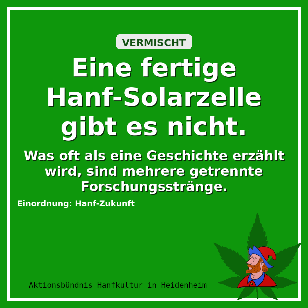 Eine fertige Hanf-Solarzelle gibt es nicht.