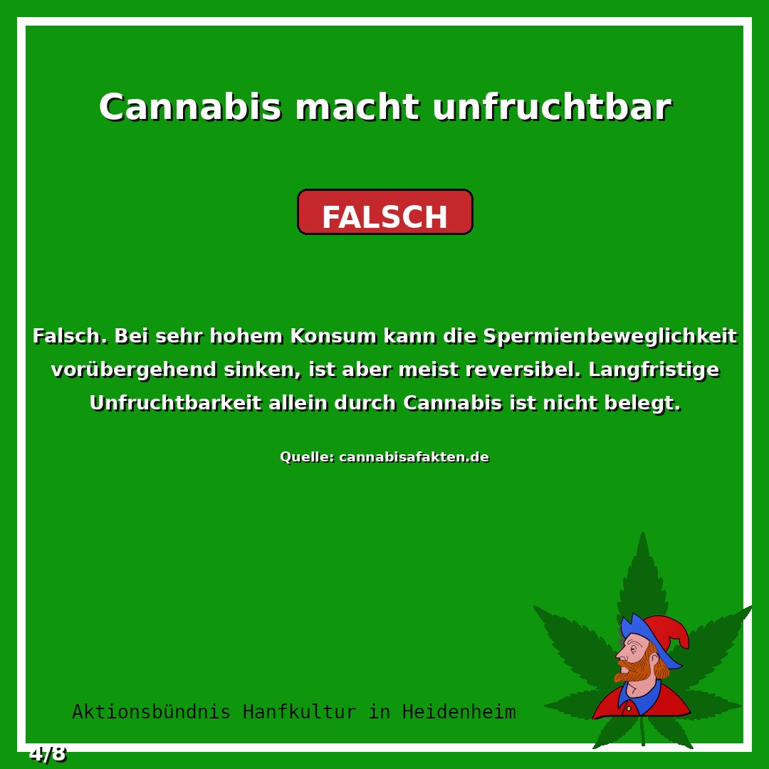Bei sehr hohem Konsum kann die Spermienbeweglichkeit vorüber