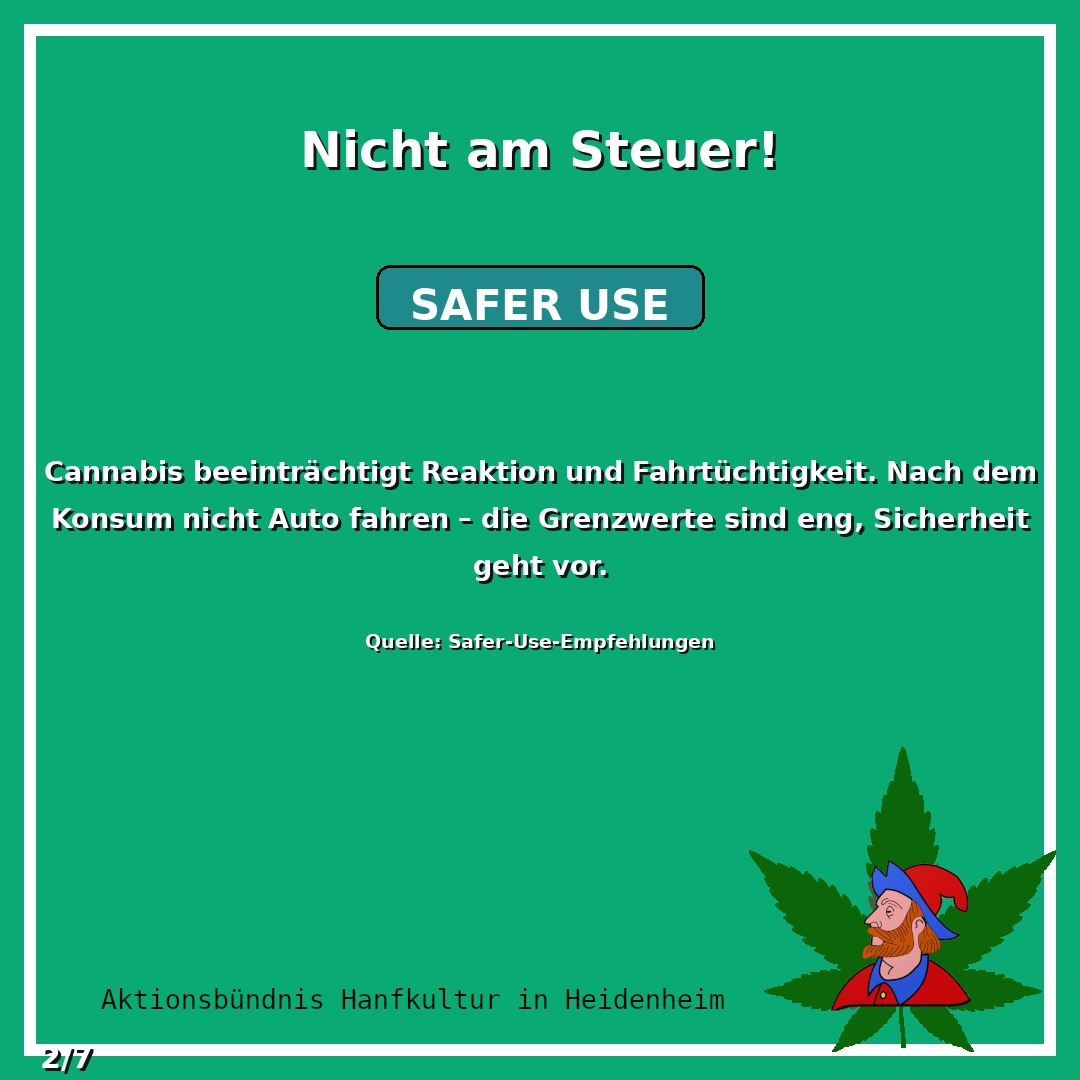 Cannabis beeinträchtigt Reaktion und Fahrtüchtigkeit. Nach d