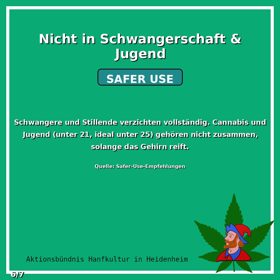 Schwangere und Stillende verzichten vollständig. Cannabis un